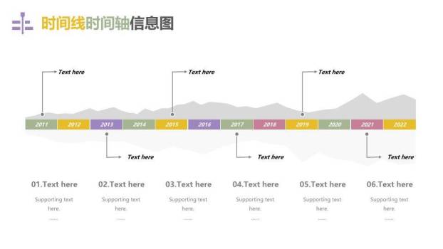 彩色多样式信息可视化时间轴图表集PPT模板7
