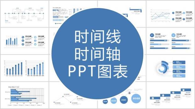 数据图表网格商务时间轴PPT模板0