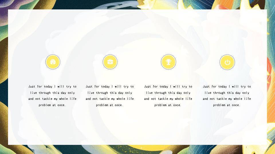 黄色太阳动漫小清新温暖阳光文艺艺术PPT模板5