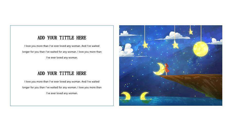 托举月亮女孩悬崖动漫浪漫梦想主题PPT模板1