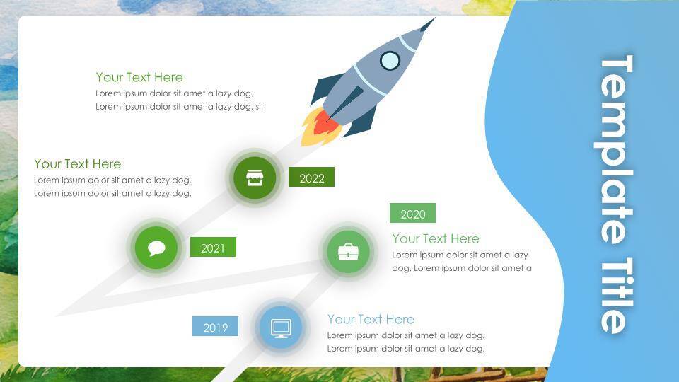 水彩晕染层叠山丘动漫风自然主题PPT模板2