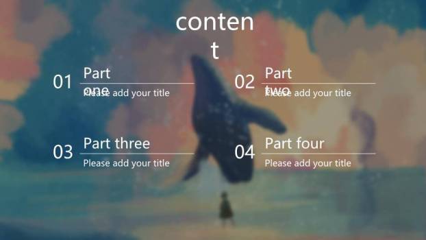仰望绚丽鲸鱼动漫励志温暖情感PPT模板8