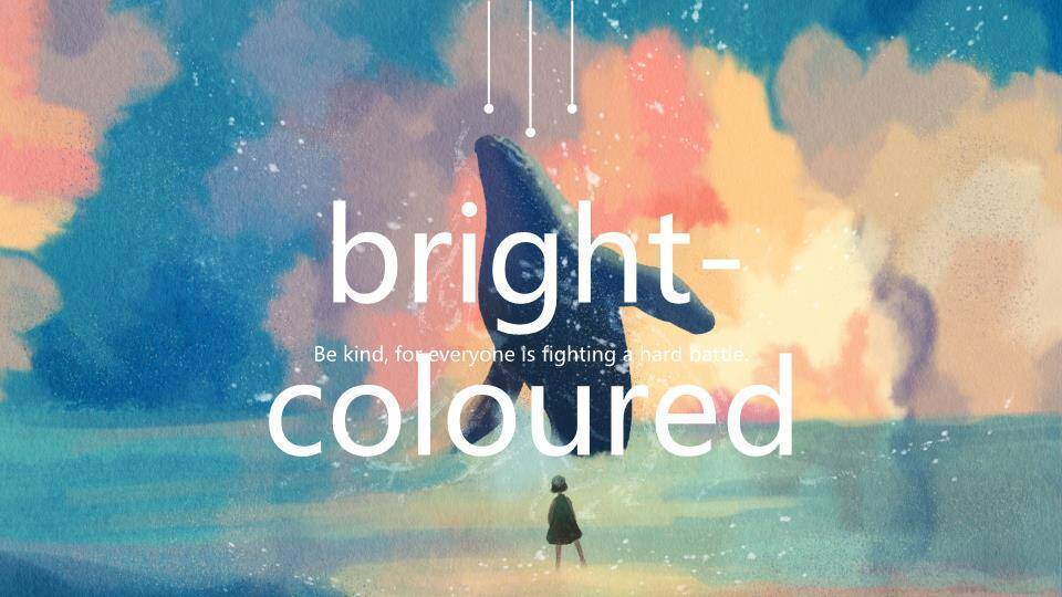 仰望绚丽鲸鱼动漫励志温暖情感PPT模板0