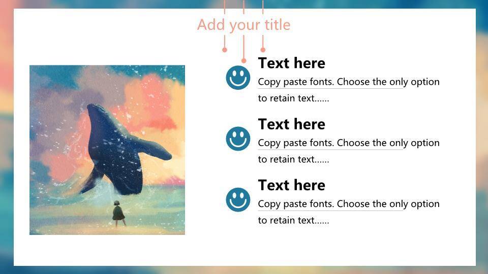 仰望绚丽鲸鱼动漫励志温暖情感PPT模板5