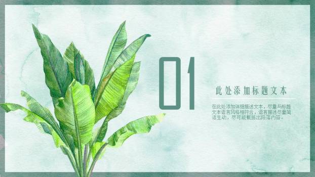 绿叶小鸟小清新动漫水彩风工作总结PPT模板8