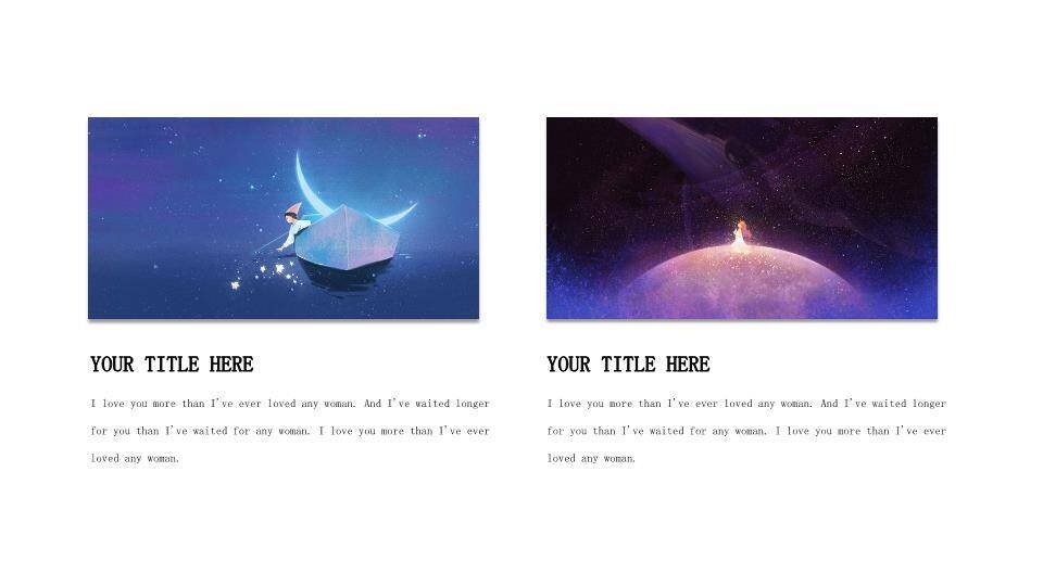 天空蓝鲸飞跃桥梁动漫治愈系诗和远方PPT模板3