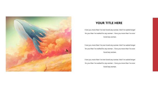 火焰云霞中跃鲸动漫视觉冲击情感PPT模板7