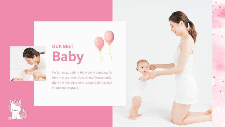 独角兽梦幻儿童生日满月宴PPT模板5