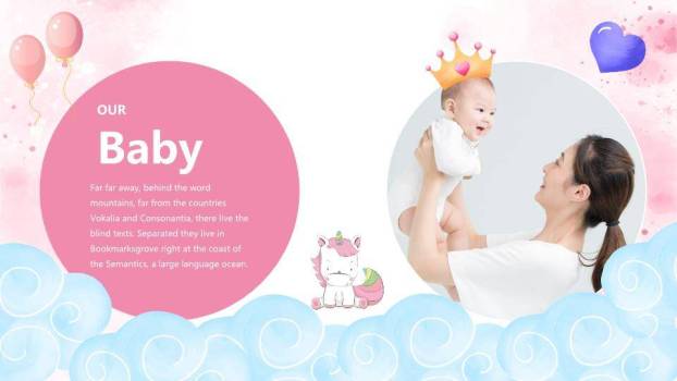 独角兽梦幻儿童生日满月宴PPT模板6