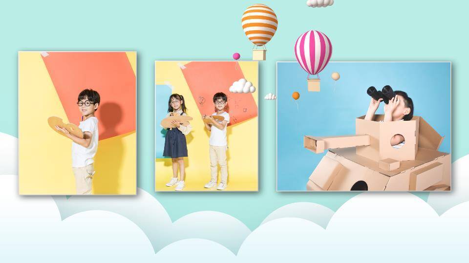 气球致童年儿童生日成长相册PPT模板2