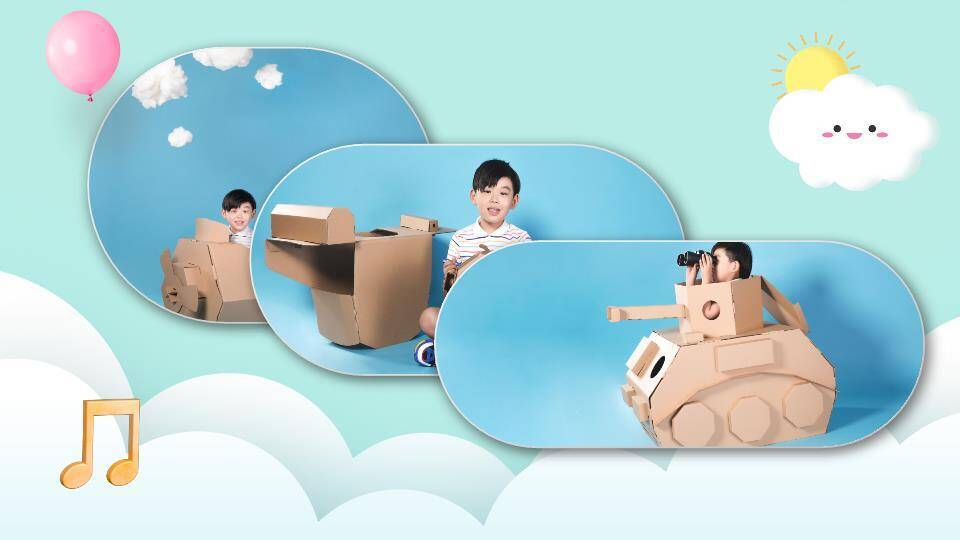 气球致童年儿童生日成长相册PPT模板3