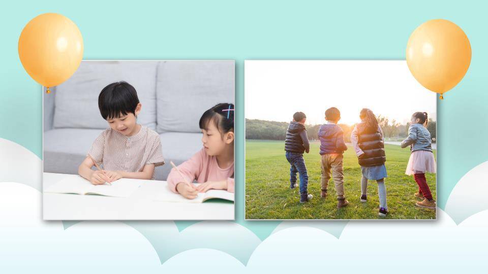 气球致童年儿童生日成长相册PPT模板4
