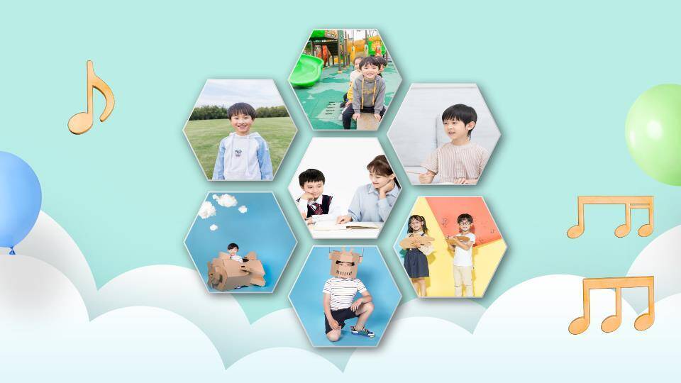 气球致童年儿童生日成长相册PPT模板5