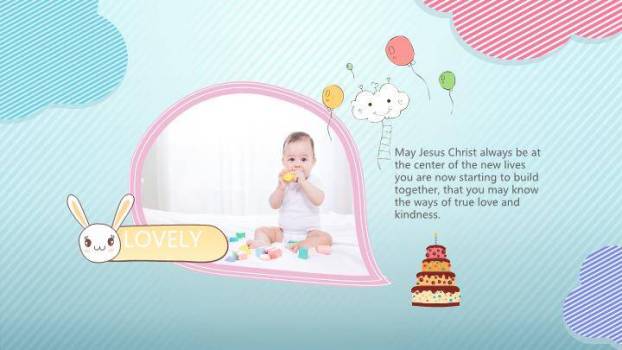 温馨宝宝满月儿童生日纪念海报PPT模板8