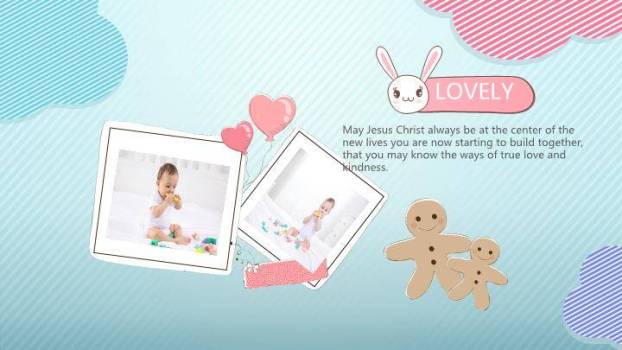 温馨宝宝满月儿童生日纪念海报PPT模板9