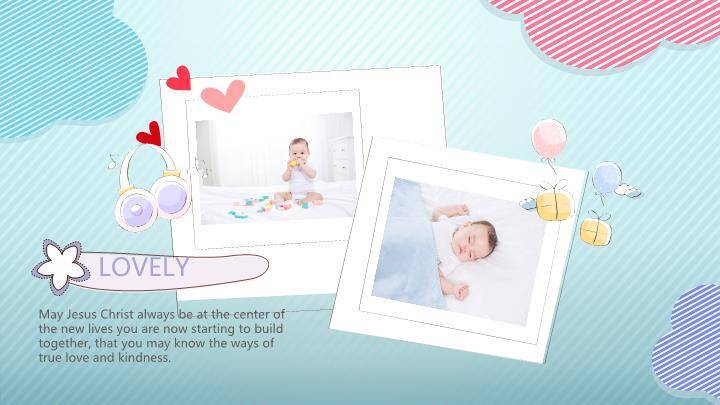 温馨宝宝满月儿童生日纪念海报PPT模板1