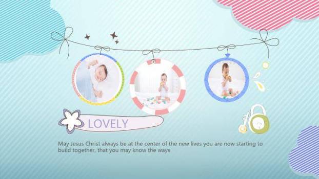 温馨宝宝满月儿童生日纪念海报PPT模板2