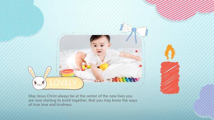 温馨宝宝满月儿童生日纪念海报PPT模板5