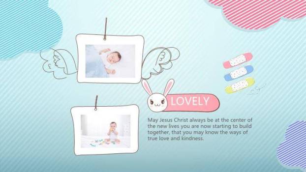 温馨宝宝满月儿童生日纪念海报PPT模板6