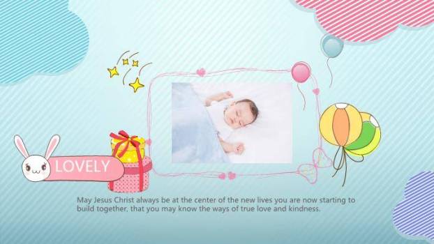 温馨宝宝满月儿童生日纪念海报PPT模板7