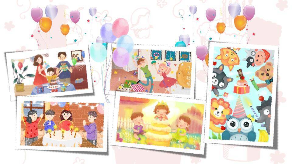 红色小公主一岁儿童生日庆祝PPT模板7