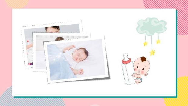 高饱和彩旗蛋糕儿童生日邀请函PPT模板1