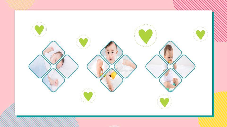 高饱和彩旗蛋糕儿童生日邀请函PPT模板3