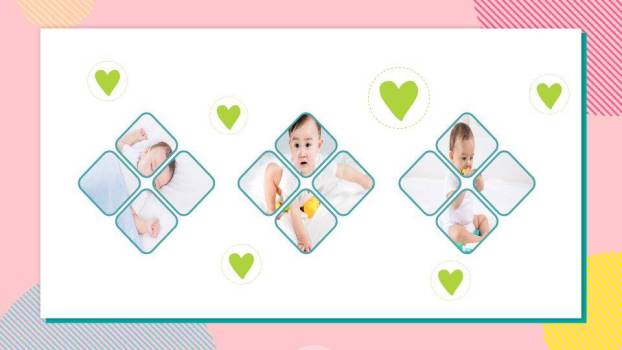 高饱和彩旗蛋糕儿童生日邀请函PPT模板3