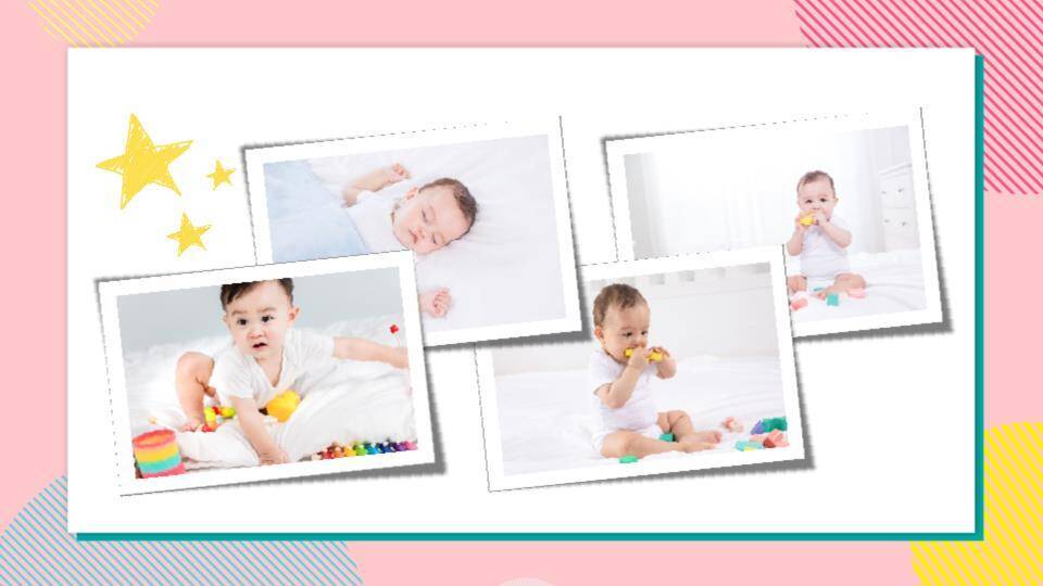 高饱和彩旗蛋糕儿童生日邀请函PPT模板5