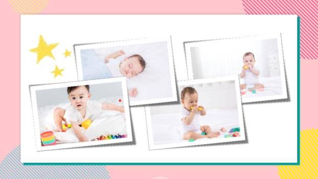 高饱和彩旗蛋糕儿童生日邀请函PPT模板5