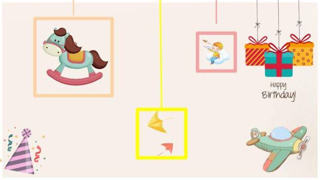 漂浮气球致童年儿童生日成长相册PPT模板6