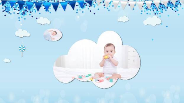 云上甜睡立体生日成长相册PPT模板1