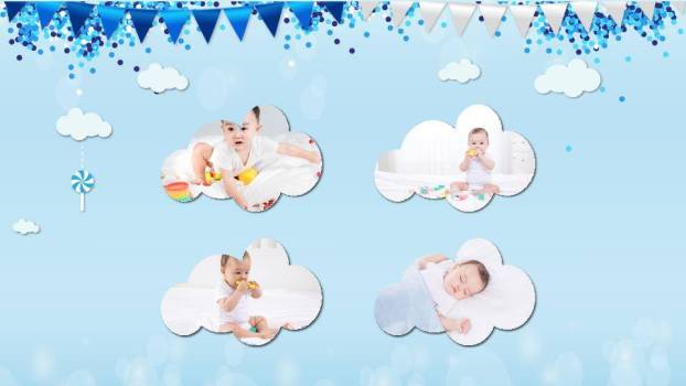 云上甜睡立体生日成长相册PPT模板2