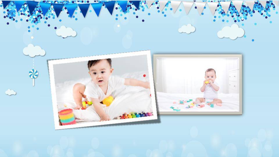 云上甜睡立体生日成长相册PPT模板3