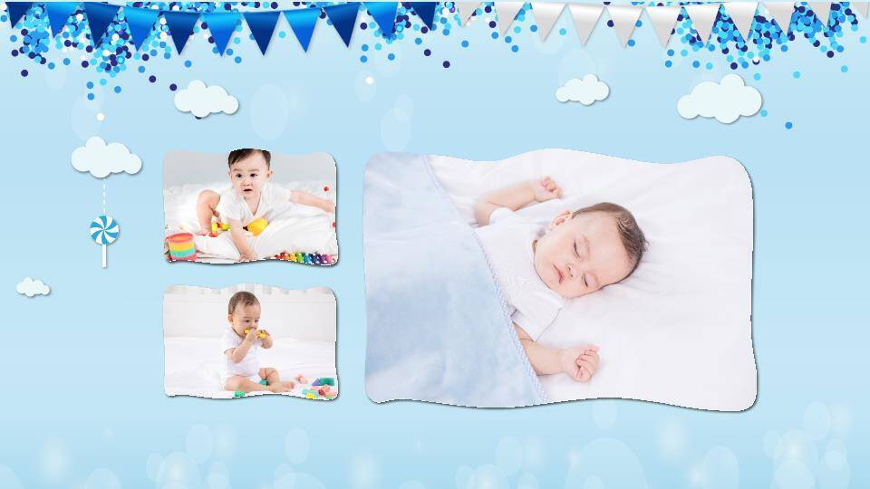 云上甜睡立体生日成长相册PPT模板7
