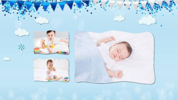 云上甜睡立体生日成长相册PPT模板7