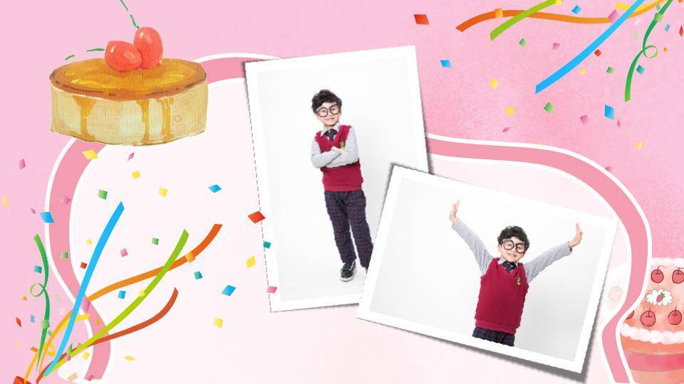 多彩字女孩蛋糕生日庆祝海报PPT模板8