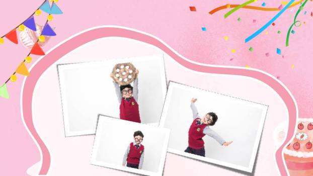 多彩字女孩蛋糕生日庆祝海报PPT模板6