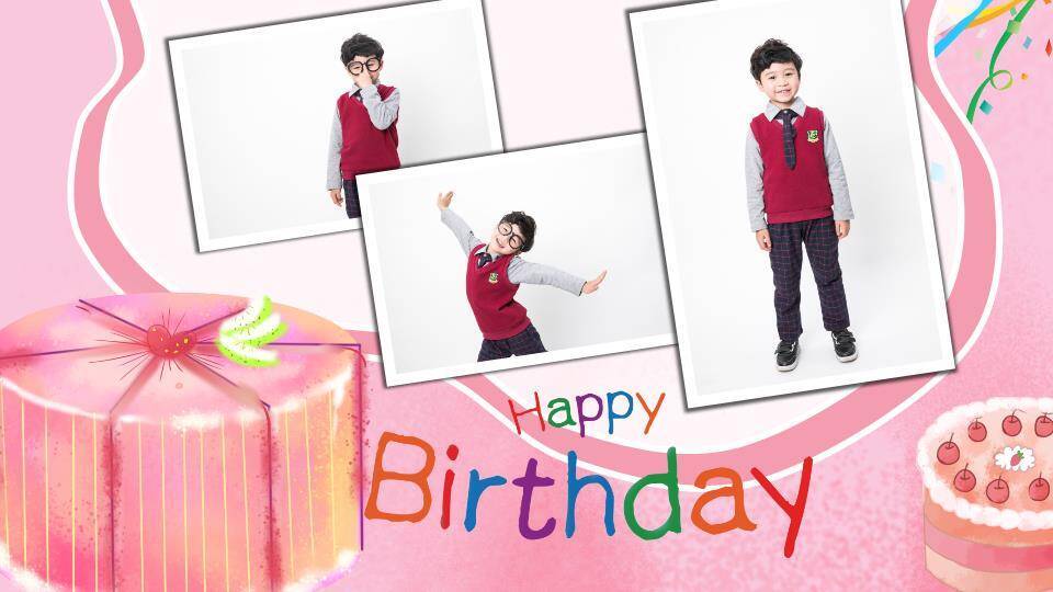 多彩字女孩蛋糕生日庆祝海报PPT模板7