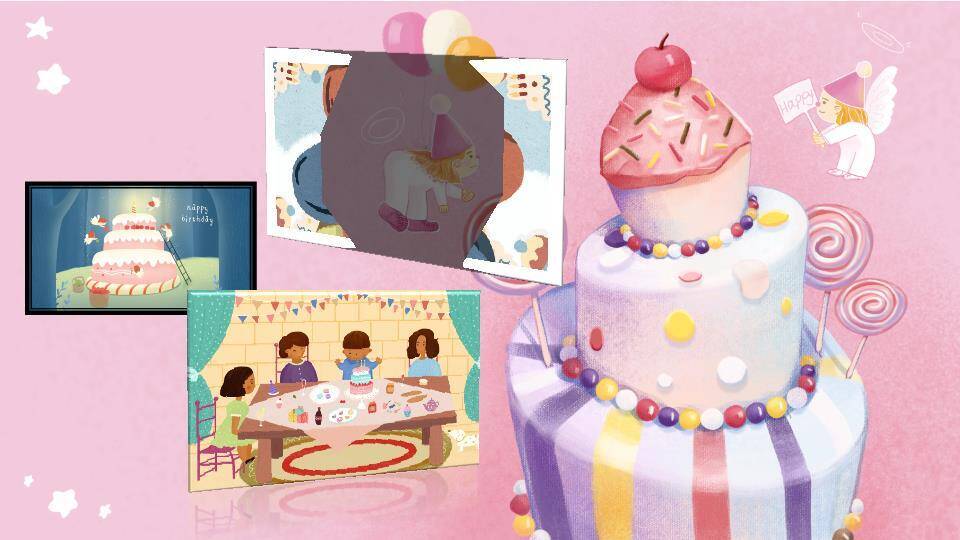 天使蛋糕棒棒糖生日相册模板PPT模板2