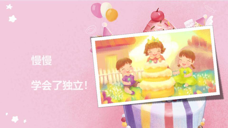 天使蛋糕棒棒糖生日相册模板PPT模板4