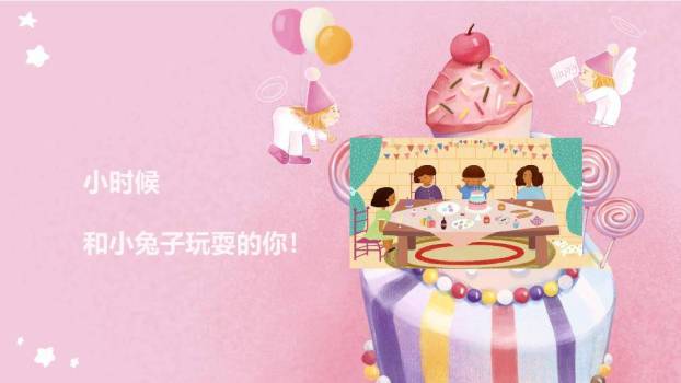 天使蛋糕棒棒糖生日相册模板PPT模板6