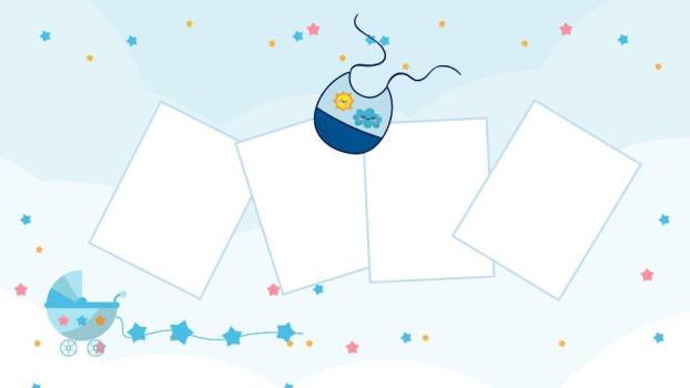 云朵婴儿车温馨生日成长纪念PPT模板9