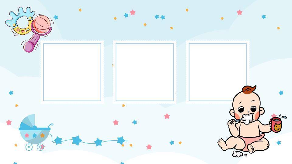 云朵婴儿车温馨生日成长纪念PPT模板3