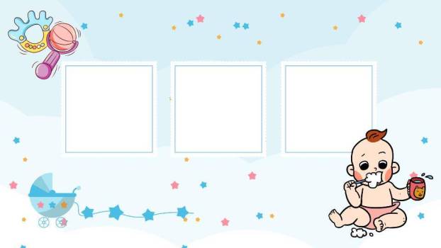 云朵婴儿车温馨生日成长纪念PPT模板3