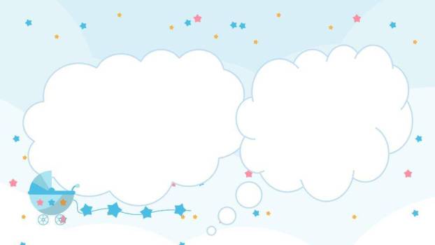 云朵婴儿车温馨生日成长纪念PPT模板6