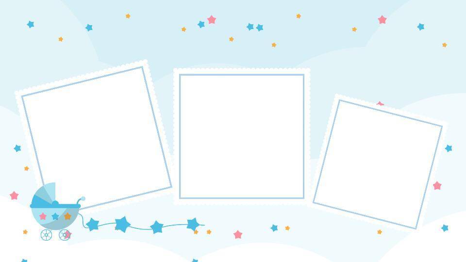 云朵婴儿车温馨生日成长纪念PPT模板7