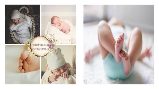 藤蔓环绕手绘生日满月相册PPT模板2