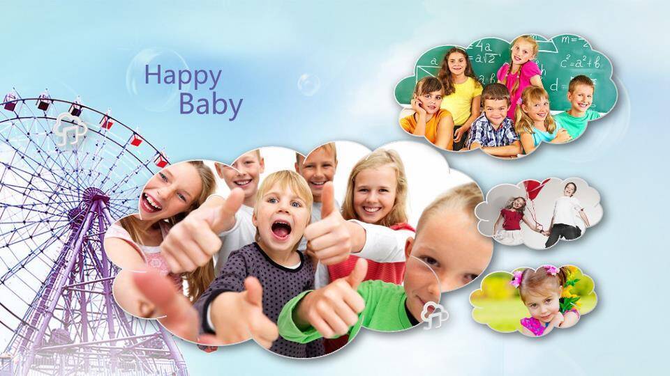 彩虹棒棒糖3岁生日电子相册PPT模板9