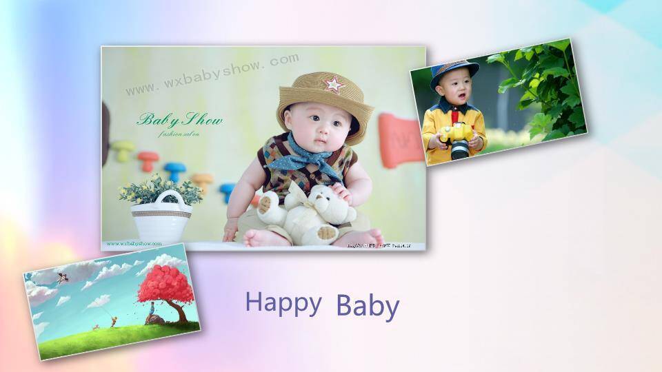 彩虹棒棒糖3岁生日电子相册PPT模板7